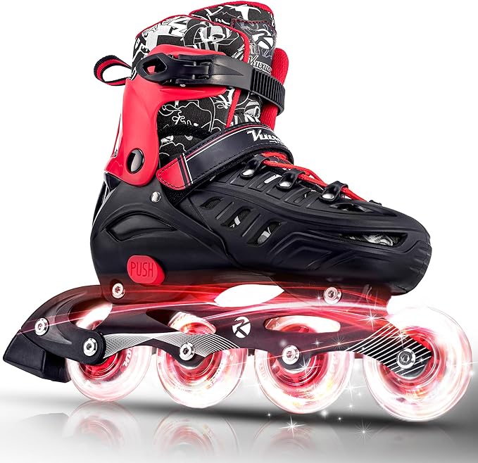 Inline Skates for Kids and Adult, Adjustable Fun Illuminating Skates for Girls, Boys, Women and Men Outdoor and Indoor, Beginner