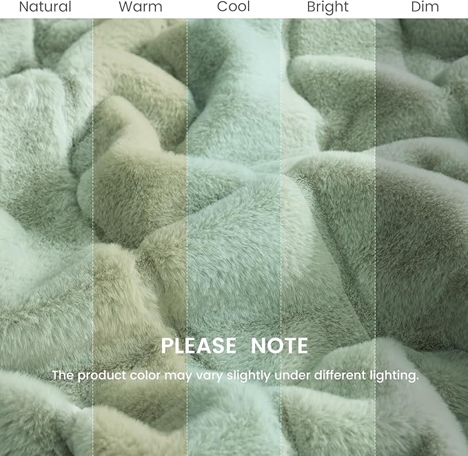 Cozy Bliss Faux Fur Throw Blanket for Couch, Cozy Soft Plush Thick Winter Blanket for Sofa Bedroom Living Room, 50 * 60 Inches Green