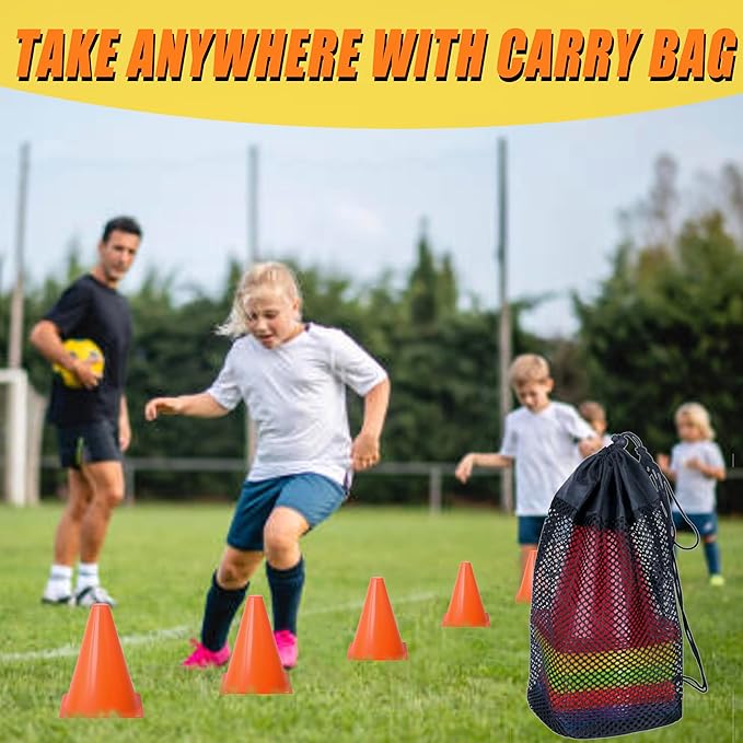 7" Soccer Cones for Training, 36 Pack Sports Agility Field Plastic Small Cones for Kids Skating Basketball Football Practice Drills, 6 Colors