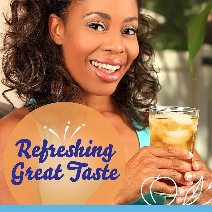 Crystal Light Peach Iced Tea Artificially Flavored Powdered Drink Mix, 72 ct Pack, 12 Canisters of 6 Pitcher Packets