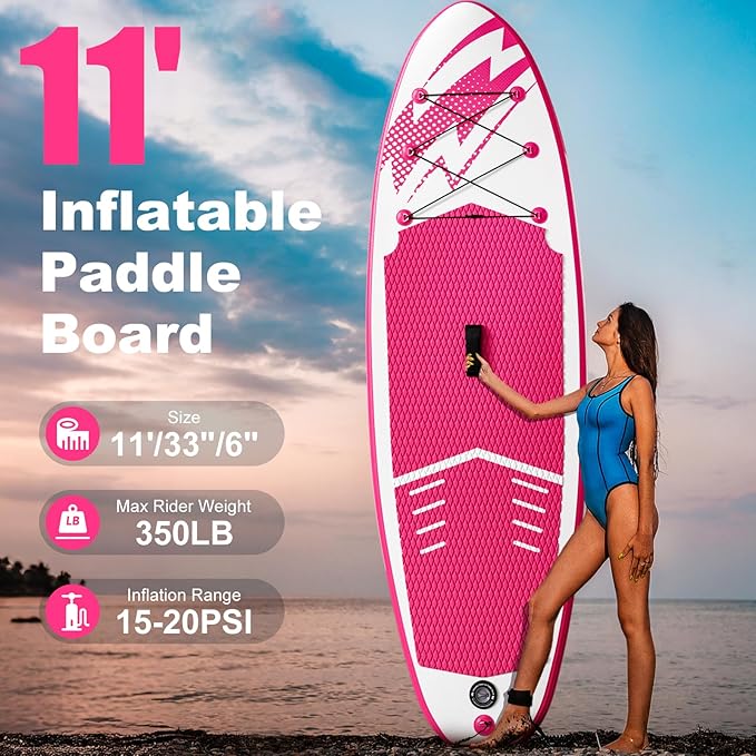 Inflatable Stand Up Paddle Board (6'' Thick) - Premium SUP Board with Durable SUP Accessories & Non-Slip Deck | Includes Paddle Pump & Backpack | for Adults/Youth