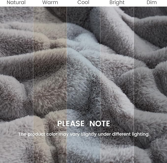 Cozy Bliss Faux Fur Throw Blanket for Couch, Cozy Soft Plush Thick Winter Blanket for Sofa Bedroom Living Room, 60 * 80 Inches Grey