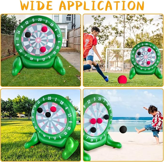 6Ft Tall Giant Kick Darts Games Inflatable Giant Kick Darts Games,Jumbo Outdoor Soccer Green Target Dartboard with Soccer Balls and Air Pump for Sports