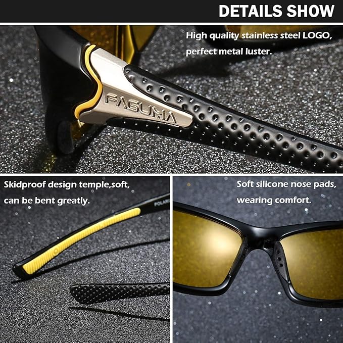 FAGUMA Sports Polarized Sunglasses For Men Cycling Driving Fishing UV400 Protection