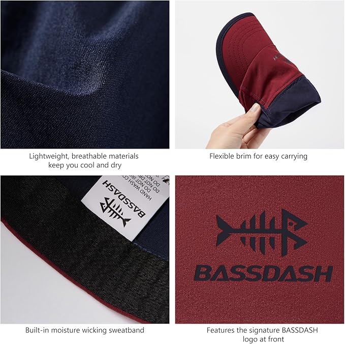 BASSDASH Ultralight UPF 50+ Soft Baseball Caps Unstructured Quick Dry Folding Hat Adjustable for Men Woman Outdoor Activities