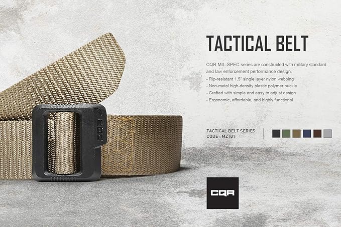 CQR Tactical Belt, Military Style Heavy Duty Belt, Webbing EDC Quick-Release Buckle