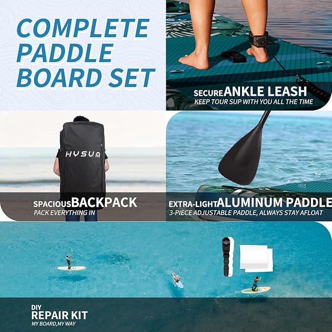 Inflatable Stand Up Paddle Board, 10'x30''x6'' Ultra-Light Paddleboards for All Skill Levels with SUP Accessories, Paddle, Fins, Leash, SUP Pump, Backpack