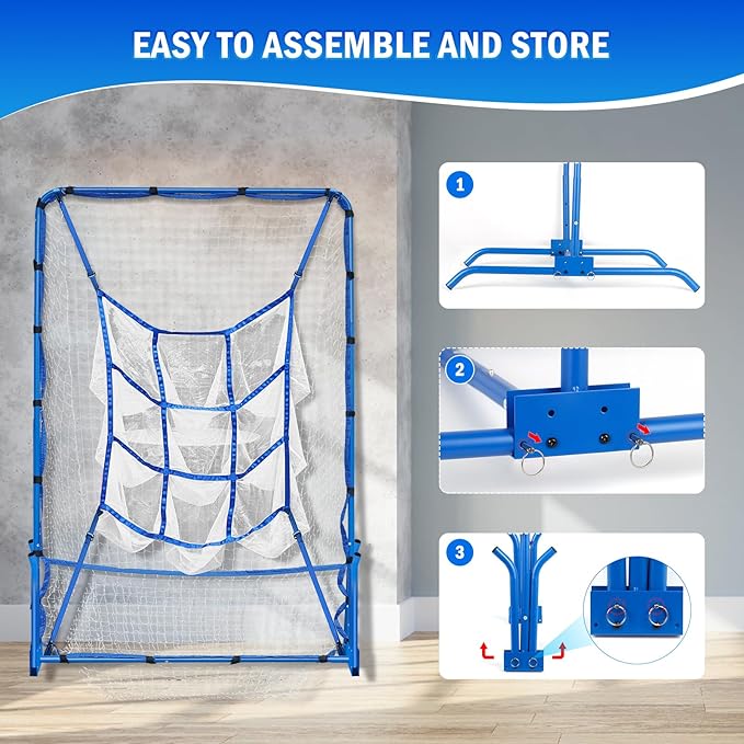 6FT Baseball Pitching net, 9-Pocket Pitcher Net with Strike Zone, Adjustable Height Target Throwing Trainer, Baseball Softball Practice Net with Carry Bag for Beginners/Professionals Outdoor Indoor