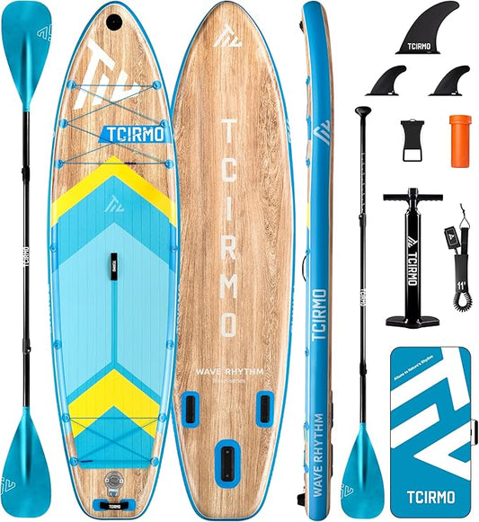 Inflatable Stand Up Paddle Board for Adults with Seam Welded Technology, 10'6''x33''x6'', Durable SUP with Dual-Blade Paddle and Complete Accessories, 390 lbs Capacity, Beginner-Friendly
