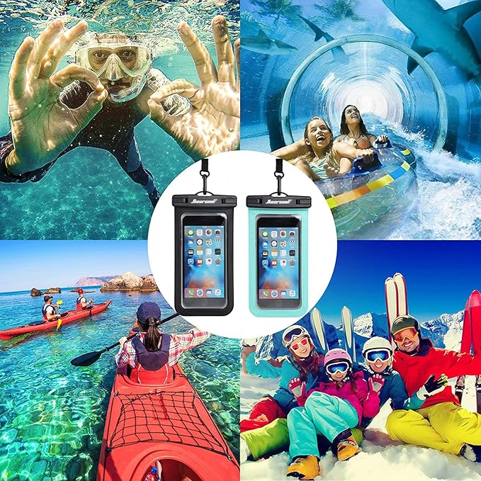 Hiearcool Waterproof Phone Pouch, Waterproof Phone Case for iPhone 17 16 15 14 13 Pro Max, IPX8 Cellphone Dry Bag Beach Cruise Ship Essentials 2Pack-8.3"