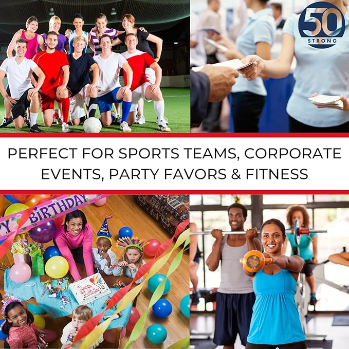 50 Strong 1 Liter Water Bottle with Straw – 18-Pack Easy-Squeeze Sports Bottles with Long Straw & Built-In Finger Grip – BPA-Free & Made in USA – Ideal for Hockey & Team Sports