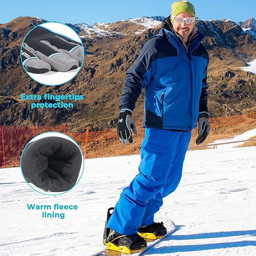 HANDLANDY Waterproof Insulated Work Gloves, 3M Thinsulate Thermal Winter Gloves for Men Women Touch Screen, Warm Ski Snowboard Cold Weather Gloves (Medium, Blue)