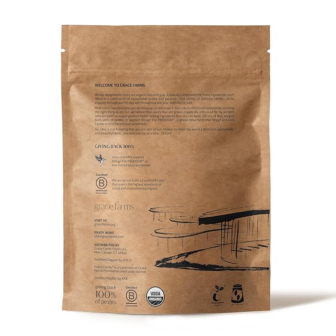 Grace Farms ROOIBOS CHAI Herbal Teas (50 count) | Naturally Sweet, Healthy and Caffeine Free | Organic, Fair Trade and Kosher Certified | Gives Back 100% of Profits