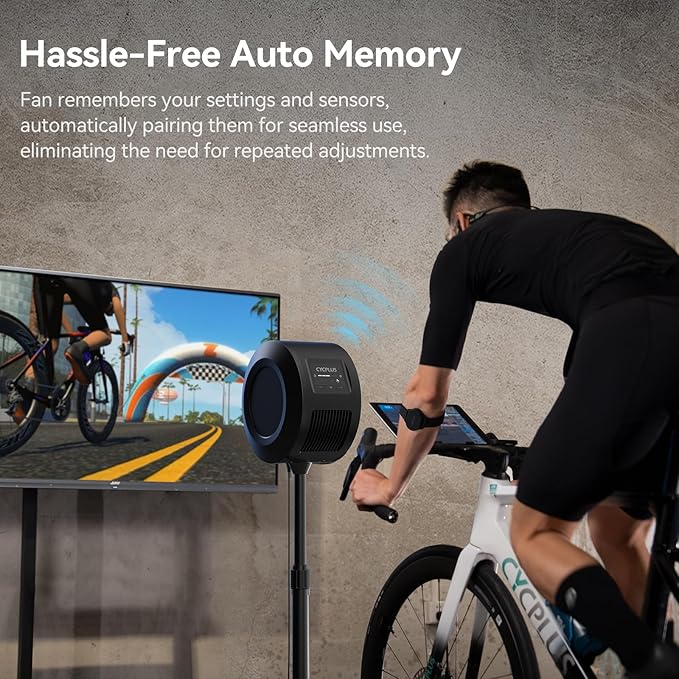 CYCPLUS Smart Indoor Cycling Fan, BLDC Motor Drive, 5 Speed Modes with Remote and APP Control, Low-Noise Bluetooth/ANT+ Cycling Fan for indoor Bike Trainers, Stationary/Spin Bikes, Cross Training