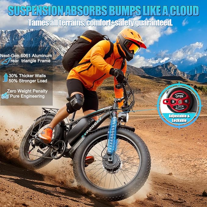 6000W Dual Motor Electric Bike for Adults - 58V Max-Output 1856Wh Fast Ebike with 47 MPH,Up to 105 Miles,24" Fat Tire Hydraulic Disc Brake Electric Bicycle,Off-Road Snow Mountain Commuter E-Bike