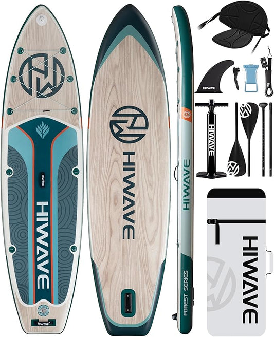 Inflatable Paddle Board 11 '* 34 "* 6" Extra Wide Sup Board, 420lb Capacity Paddle Board for Adults, Suitable for Sea and Lakes, 2+1Family Board