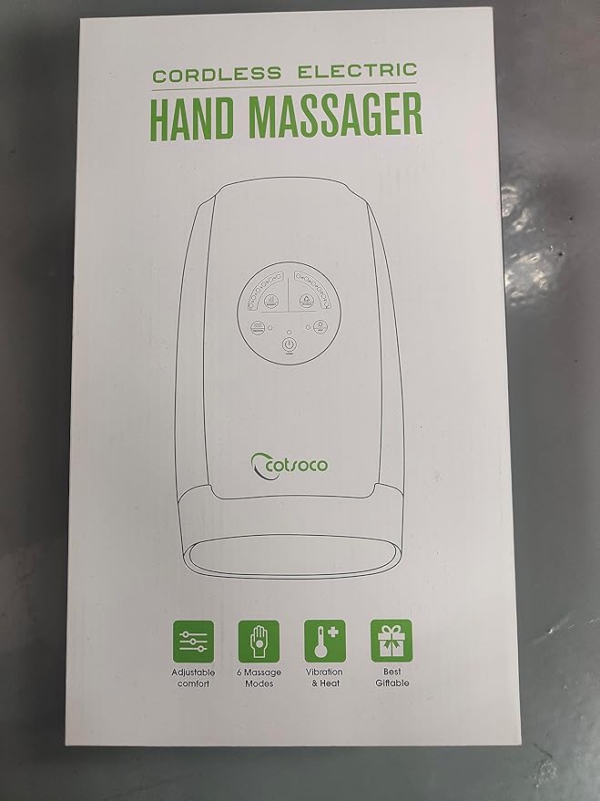 cotsoco Hand Massager with Heat and Compression, 6 Levels Hand Therapy for Arthritis and Carpal Tunnel Relief, Finger and Wrist Cordless Massager Machine for Pain Relief, Gifts for Women Men, White