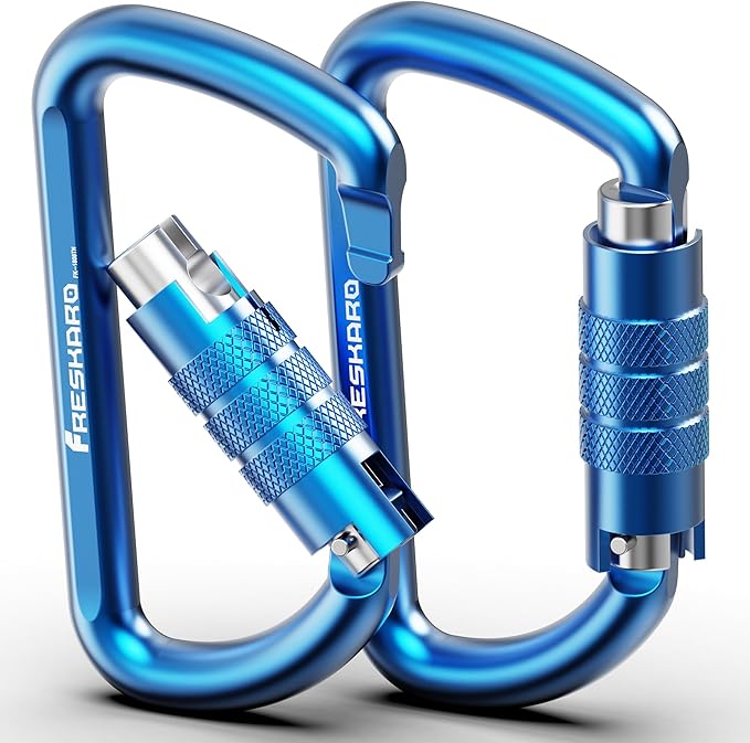 FresKaro 3inch 12kN-2698lbs Auto Locking Carabiner Clips, Solid D Shape, Heavy Duty 7075 Aluminum, Lightweight 1.09oz, Rust Proof, for Hammock, Hiking, Dog Leash, Keychain etc., Multi-Colors