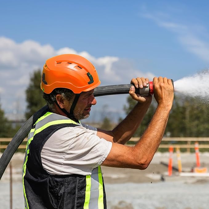 GE Safety Helmet, Impact Absorbing Tech, Adjustable Ratchet, ANSI Type 1, Memory Foam Padding, Hard Hats Protection, Lightweight, Durable, Chin Strap, Comfortable Fit OSHA Approved