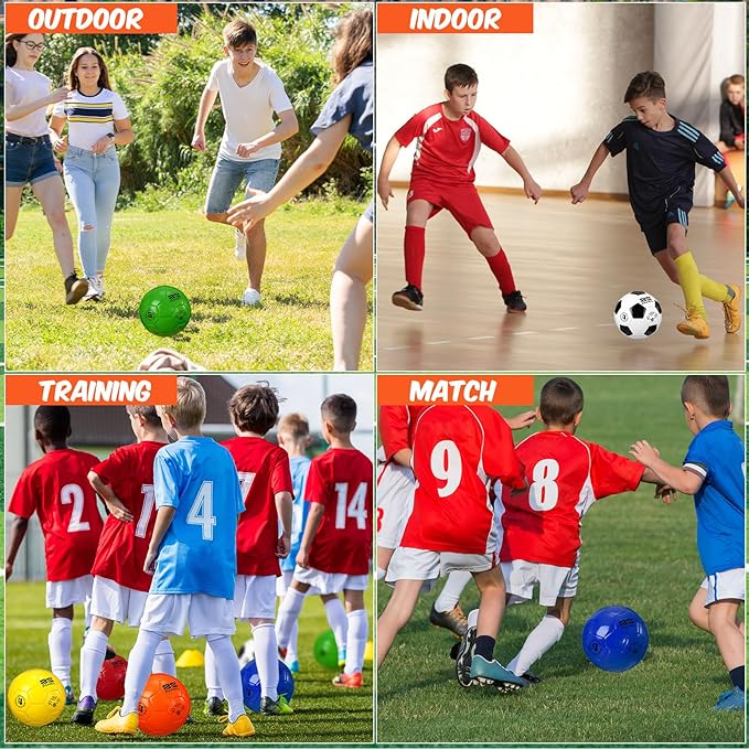 Deflated Soccer Balls with Pump Bulk Outdoor and Indoor Training Practice Soccer Ball Machine Stitched for Sports Birthday Gift Party Supplies