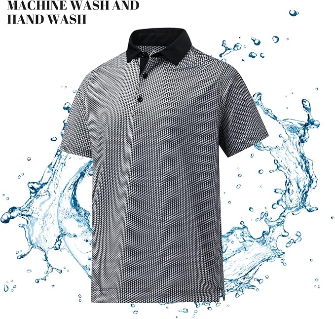 DEOLAX Mens Polo Shirts Fashion Print Mens Golf Shirt Dry Fit Mens Golf Polo Short Sleeve Quick Dry Funny Golf Shirt for Men