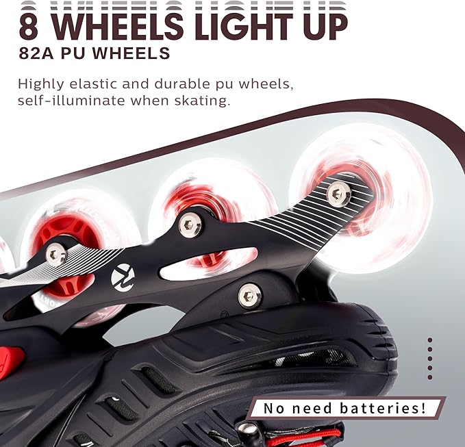 Inline Skates for Kids and Adult, Adjustable Fun Illuminating Skates for Girls, Boys, Women and Men Outdoor and Indoor, Beginner