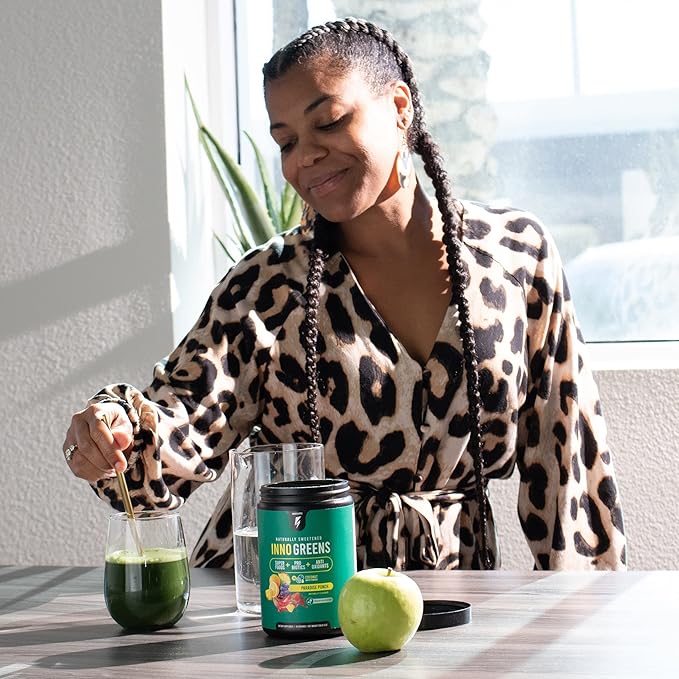 Inno Greens | 28+ Organic Greens & Superfoods | Advanced Prebiotics + Probiotics | Super Antioxidant + Hydration | Spirulina, Chlorella, Ashwagandha | Natural, Non-GMO | 30 Servings (Paradise Punch)