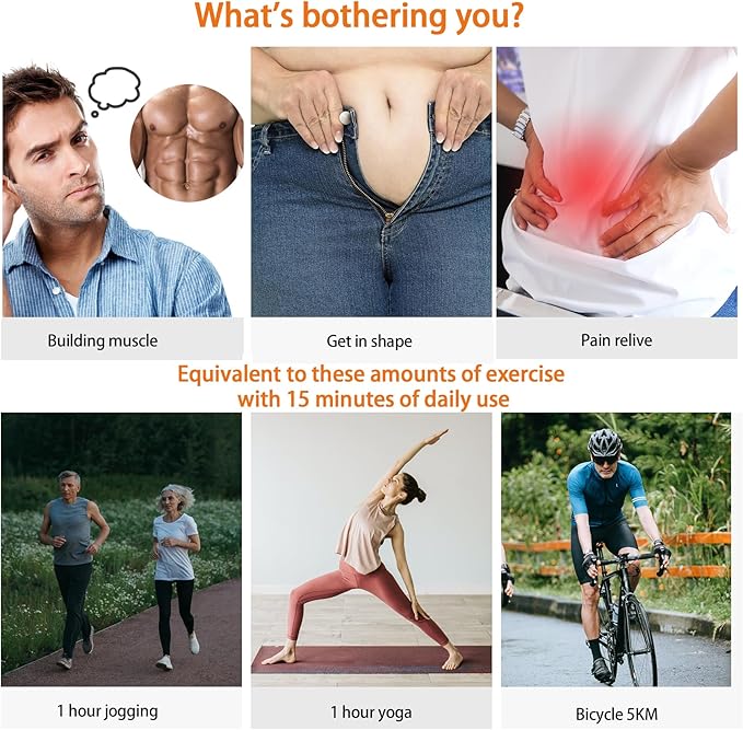 Abs Stimulator Belt-FDA Cleared EMS Massager Abdominal Toining Fitness Belt without GEL SHEET Tactical Abs Power Muscle Toner Workout Men Women & Bodybuilders USB Rechargeable Black KLT-07