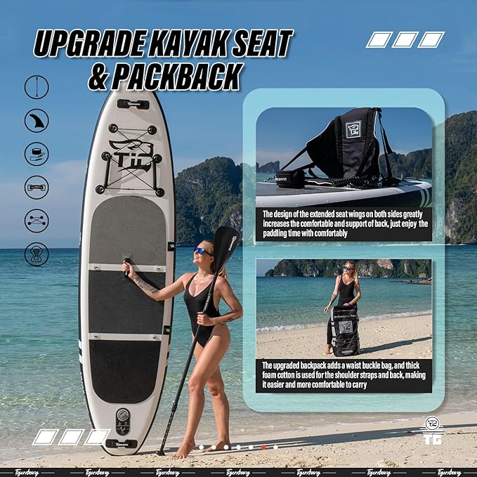 Inflatable Paddle Board with Premium SUP Board Accessories, Allround Paddle Boards for Adults/Kids,Stand Up Paddle Board Defender Collection