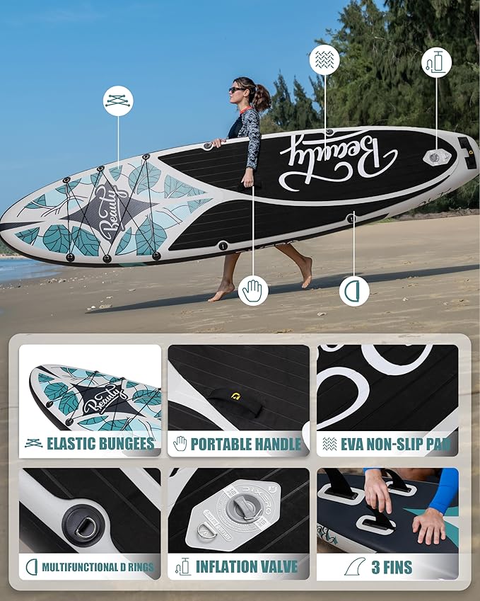 Inflatable Stand Up Paddle Board with SUP Accessories, Anti-Slip EVA Deck, 11'*33" Inflatable Paddle Boards for Adults & Youth of All Skill Levels