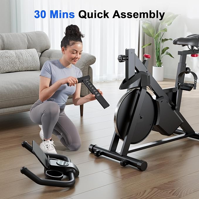 Superun Exercise Bike, Stationary Bikes for Home Gym with 32-Level Magnetic Resistance, 300LBS Capacity Indoor Cycling Bike with Comfortable Seat, LED Display