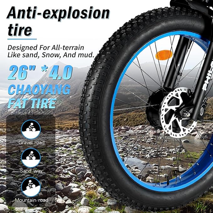 60V 26AH Battery Electric Bike,5000W Dual Motor Ebikes for Adults,Full Suspension Electric Bicycle,26x4 Fat Tires for All Terrain Dirt Bike,21-Speed Gear Electric Mountain Bike