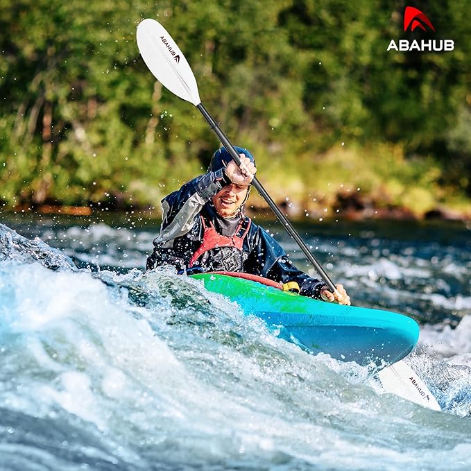 Abahub Kayak Paddle, 90.5 Inches Kayaking Oars for Boating, Canoeing with Free Paddle Leash, Aluminum Alloy Shaft Black/Blue/Green/Orange/Yellow Plastic Blades