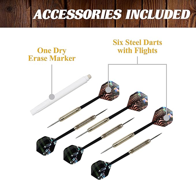 Barrington Dartboard Multiple Styles Pre-Assembled Wood Dartboard Cabinet Collection with 18” Bristle Dartboard & Steel Tip Dart Set, Perfect for Cricket Games