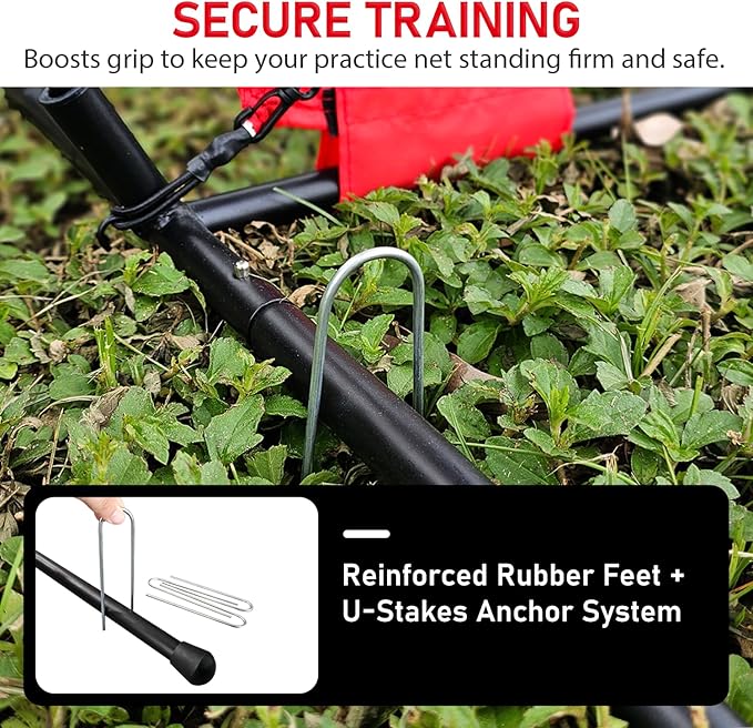 6x6ft Portable Baseball & Softball Net for Hitting,Pitching, Batting and Throwing, with Sturdy Bow Frame,Batting Tee, Ball Caddy and Strike Zone, Middel Size, Great for Kids!