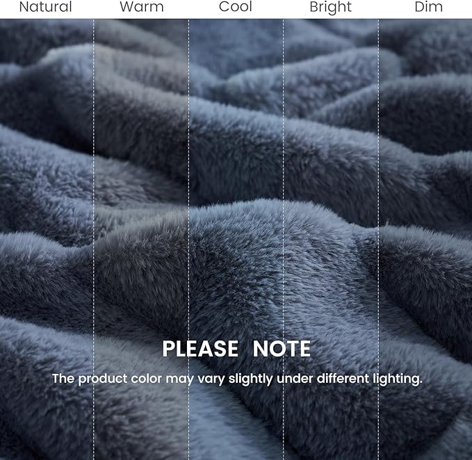 Cozy Bliss Faux Fur Throw Blanket for Couch, Cozy Soft Plush Thick Winter Blanket for Sofa Bedroom Living Room, 60 * 80 Inches Blue