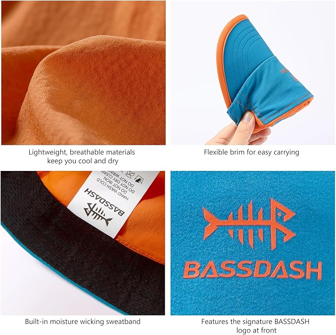 BASSDASH Ultralight UPF 50+ Soft Baseball Caps Unstructured Quick Dry Folding Hat Adjustable for Men Woman Outdoor Activities