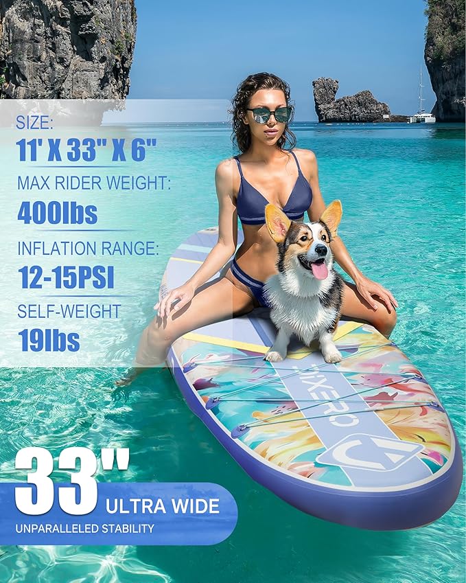 Inflatable Stand Up Paddle Board with SUP Accessories, Anti-Slip EVA Deck, 11'*33" Inflatable Paddle Boards for Adults & Youth of All Skill Levels