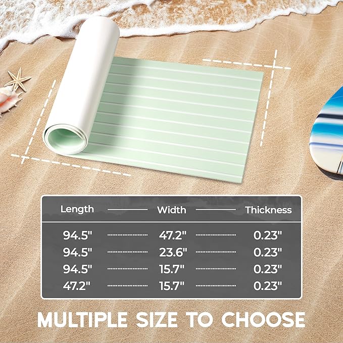 FOCEAN Boat Flooring EVA Foam Boat Decking Faux Teak Marine Flooring Boat Mat Boat Carpet Sheet for Motorboat RV Yacht Kayak Surfboard, 94.5"x 47.2"/35.4"/23.6"/15.7"