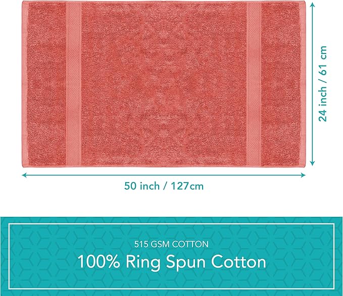 Pleasant Home Bath Towels Set of 6 (24” x 50”) 100% Cotton, 515 GSM | Lightweight, Soft & Absorbent Luxury Towels for Bathroom | for Gym, Pool & Spa | 6 Pack, Red