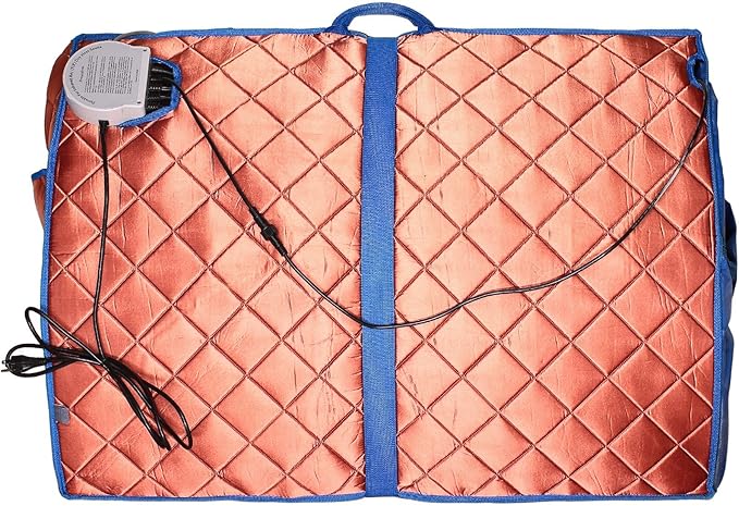 Infrared Sauna, Low EMF Negative Ion Portable Indoor Sauna with Chair and Heated Footpad, Copper, Large