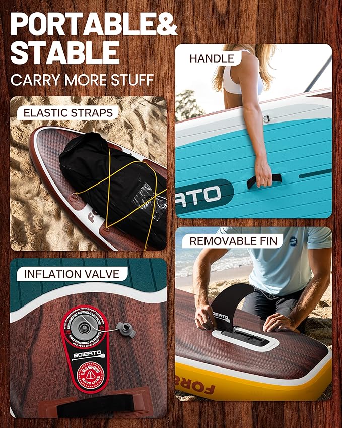 Inflatable Stand Up Paddle Board 10'8“*34"/11'*33" Extra Wide Paddle Boards for Adults, SUP with Premium Accessories & Nylon Backpack, Adjustable Paddle, Hand Pump, Bottom Fin, Leash