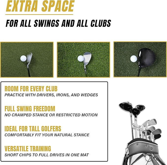 6x4ft Extra Large & 5x4ft Extra Thick Premium Golf Mat | Golf Mats Practice Indoor, Outdoor, or with Simulator/Net | Durable Golf Hitting Mat with Tees