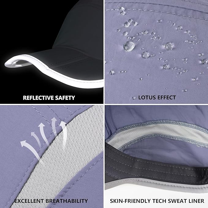 GADIEMKENSD Reflective Folding Outdoor Hat Unstructured Design UPF 50+ Sun Protection Sport Hats for Womens and Mens