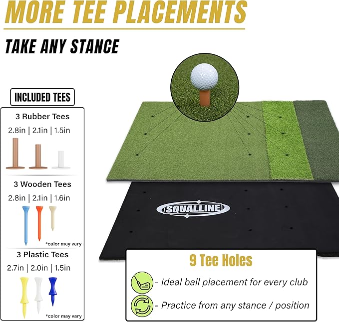 6x4ft Extra Large & 5x4ft Extra Thick Premium Golf Mat | Golf Mats Practice Indoor, Outdoor, or with Simulator/Net | Durable Golf Hitting Mat with Tees