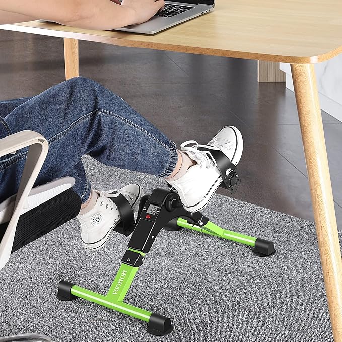 Pedal Exerciser Desk Exercise Bike Leg and Arm Bike with LCD Monitor Foldable (black/green)