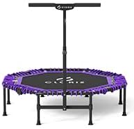 CLORIS 38in/48in Folding Trampoline - Max Load 220lbs / 450lbs Mini Trampoline Rebounder Trampoline for Adults with Adjustable Foam Handle, with safty Padded Cover Best Gift for Kids/Adult