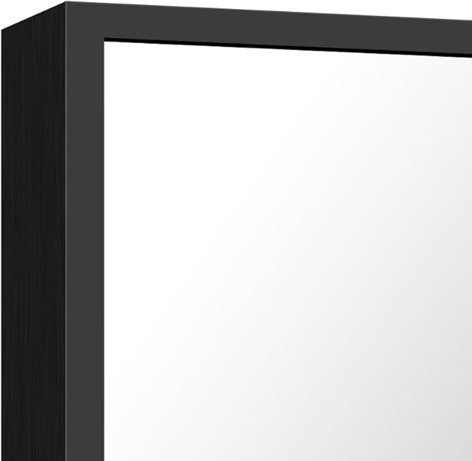 Bathroom Mirror,36x40 inch Wall Mirror for Bathroom Wall Mounted Black Rectangle Square Corner Mirrors, Black Bathroom Mirror for Living Room, Farmhouse, Bedroom Entryway, Horizontal/Vertical