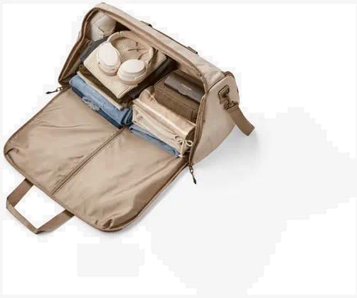 Halfday Convertible 2-in-1 Garment Duffel Weekender Bag 45L | Wrinkle-Free Travel, Hanging Suit Compartment, Shoe Pockets, Trolley Sleeve. Durable & Water-Resistant Carry-On, Stone