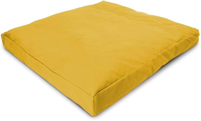 Bean Products Meditation Cushion - Zabuton Meditation Pillows for Sitting on Floor, Yoga Cushion, Cotton Yoga Pillow, Zen Kneeling Prayer Pad- Made in USA - Standard 24x24x2, Saffron